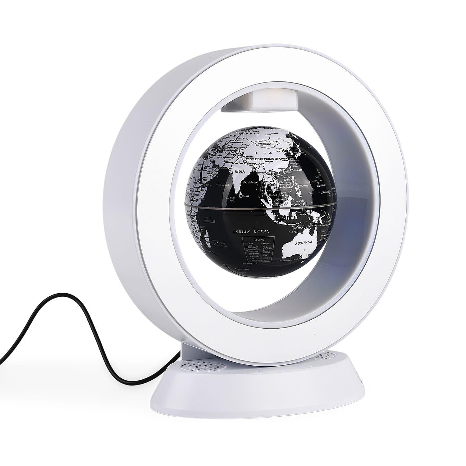 LIVMORE Magnetic Levitation Floating Earth Globe with Bluetooth Speaker - Black & White 24.5x22x10cm