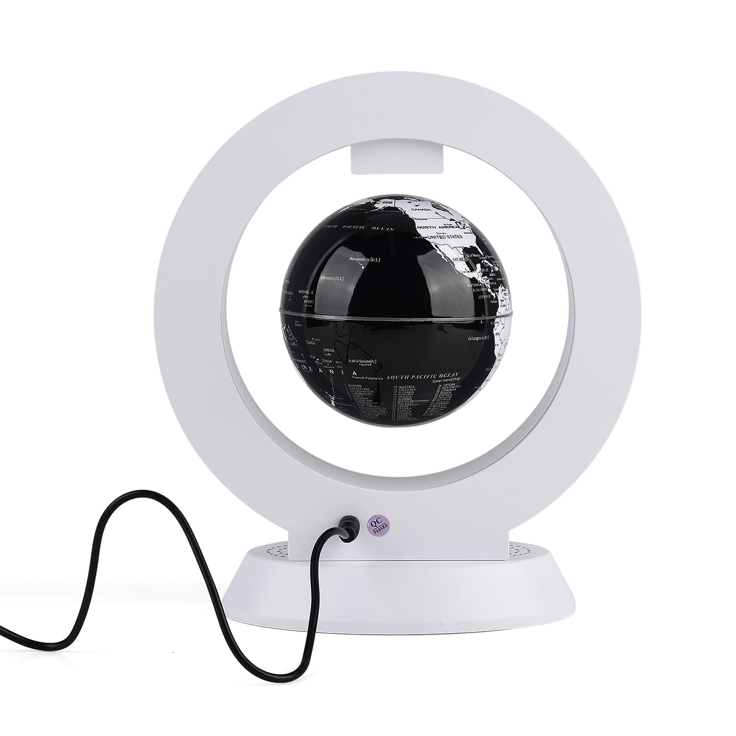 LIVMORE Magnetic Levitation Floating Earth Globe with Bluetooth Speaker - Black & White 24.5x22x10cm
