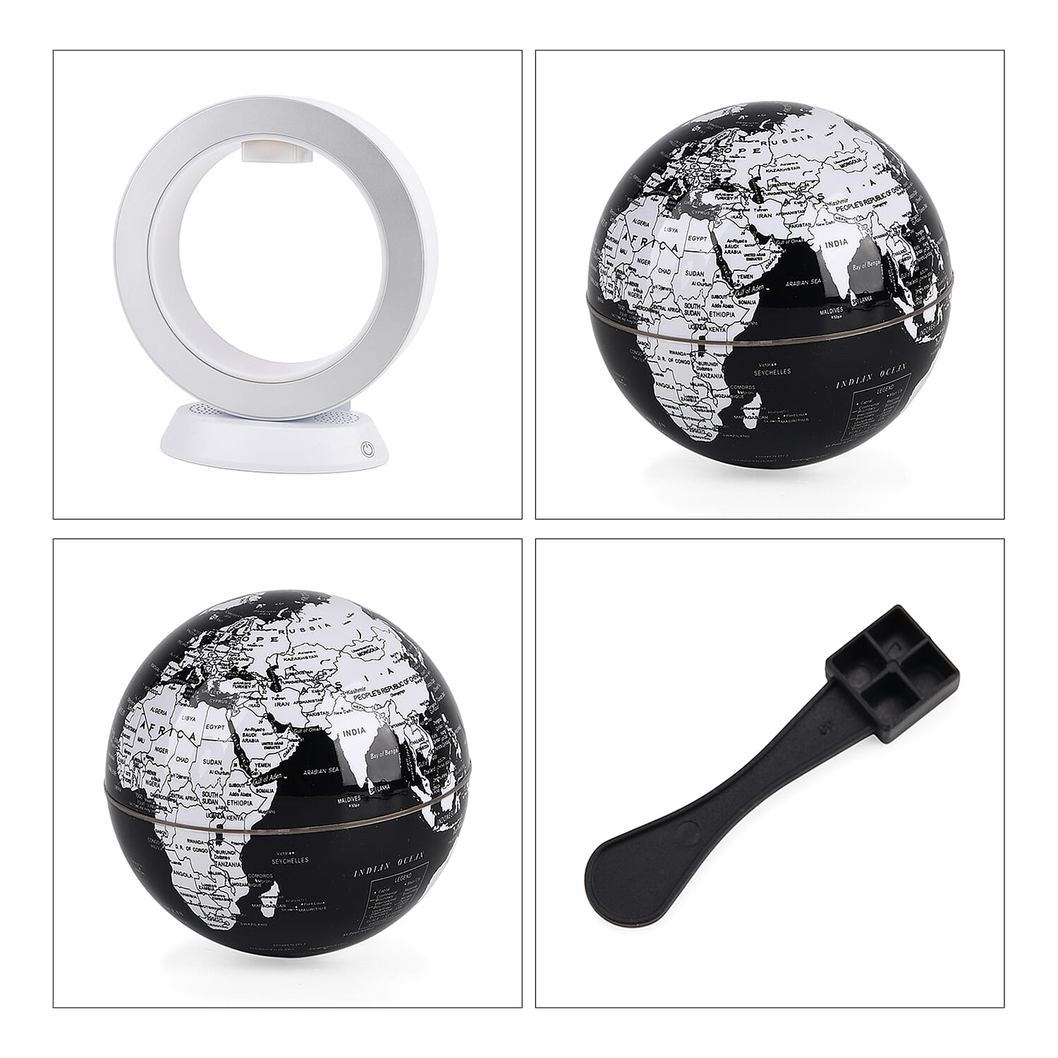 LIVMORE Magnetic Levitation Floating Earth Globe with Bluetooth Speaker - Black & White 24.5x22x10cm