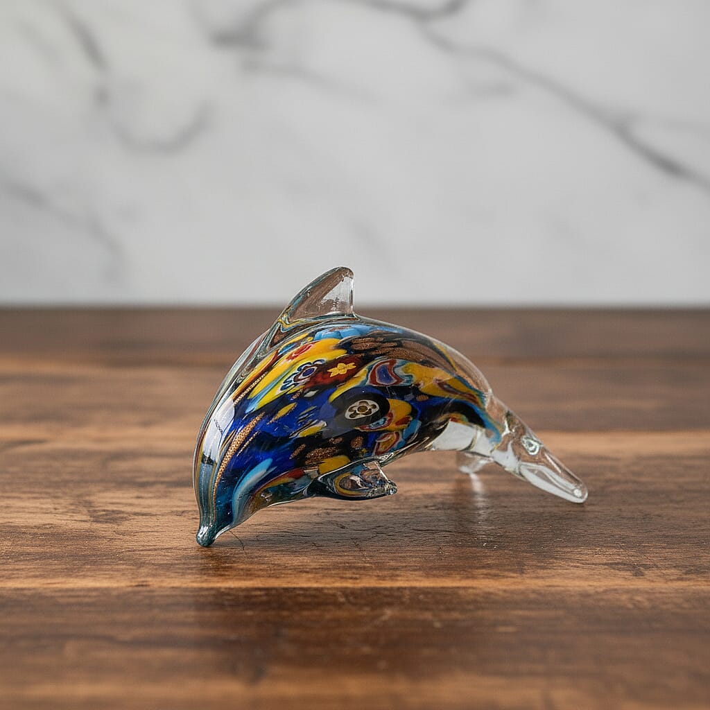 LIVMORE Dolphin Glass Ornaments (11 x 5.5 x 6.7 cm) - Multicolour