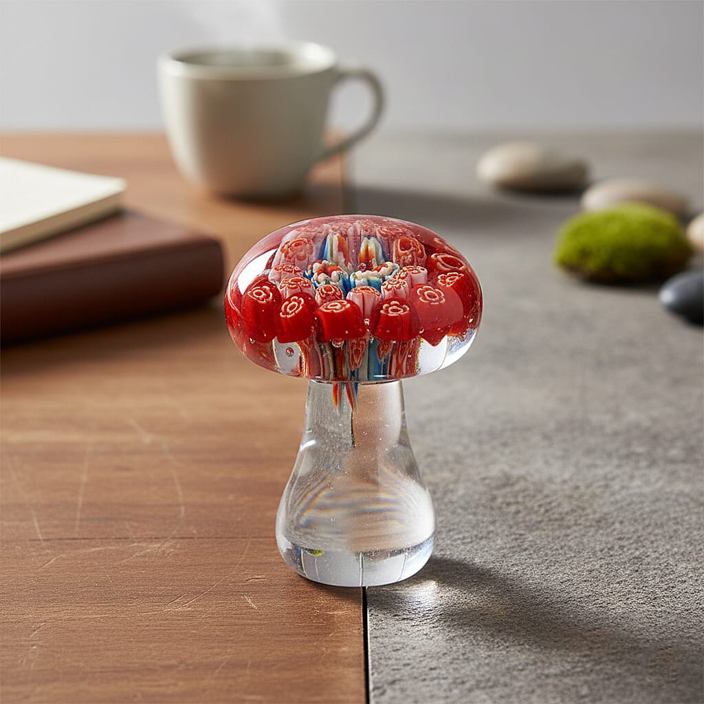 LIVMORE Mushroom Glass Ornaments (9 x 6 x 6 cm) - Multicolour
