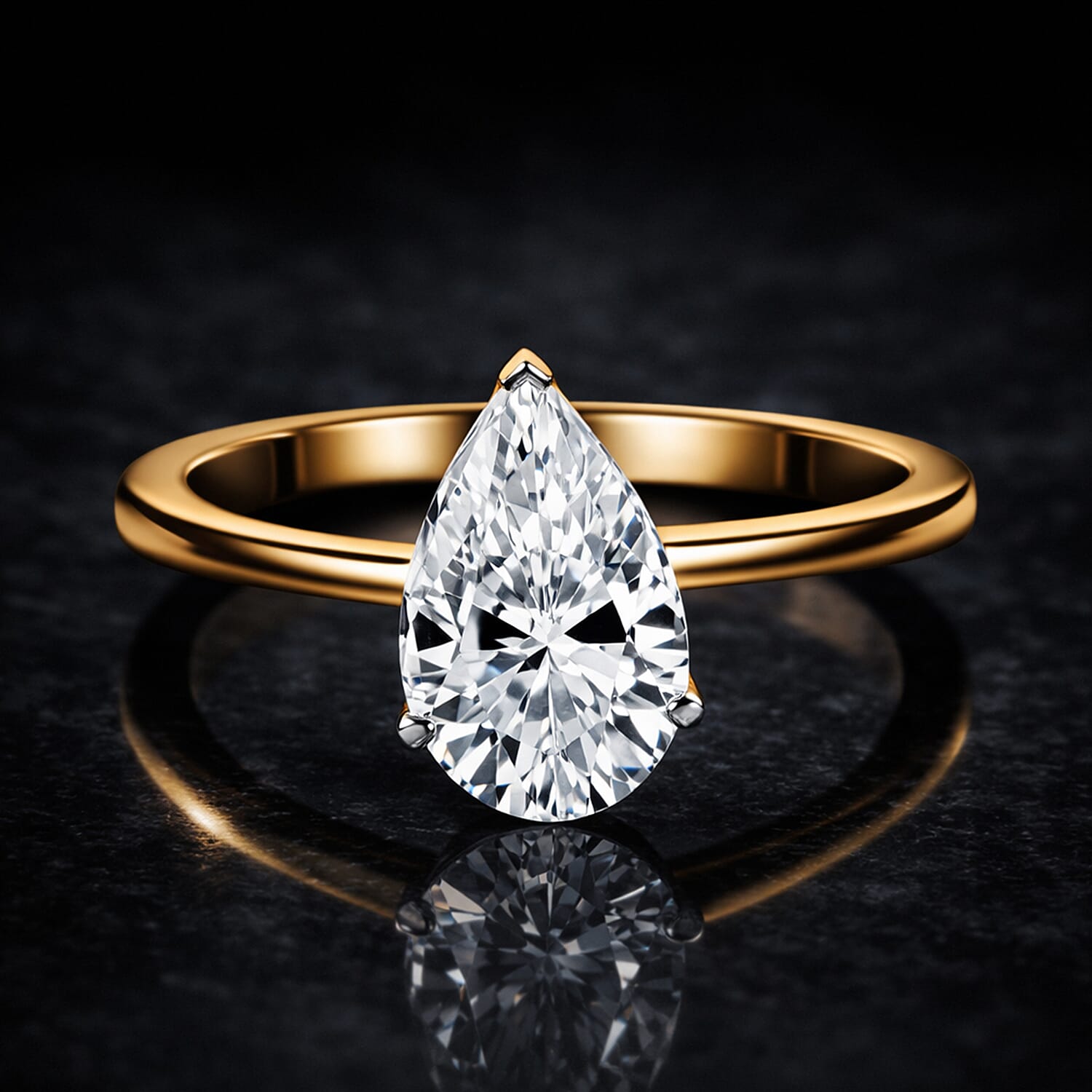 Luxuriant 14K Yellow Gold SGL Certified Lab Grown Diamond (VS-EF) Pear Shape Solitaire Ring 2.04 Ct.