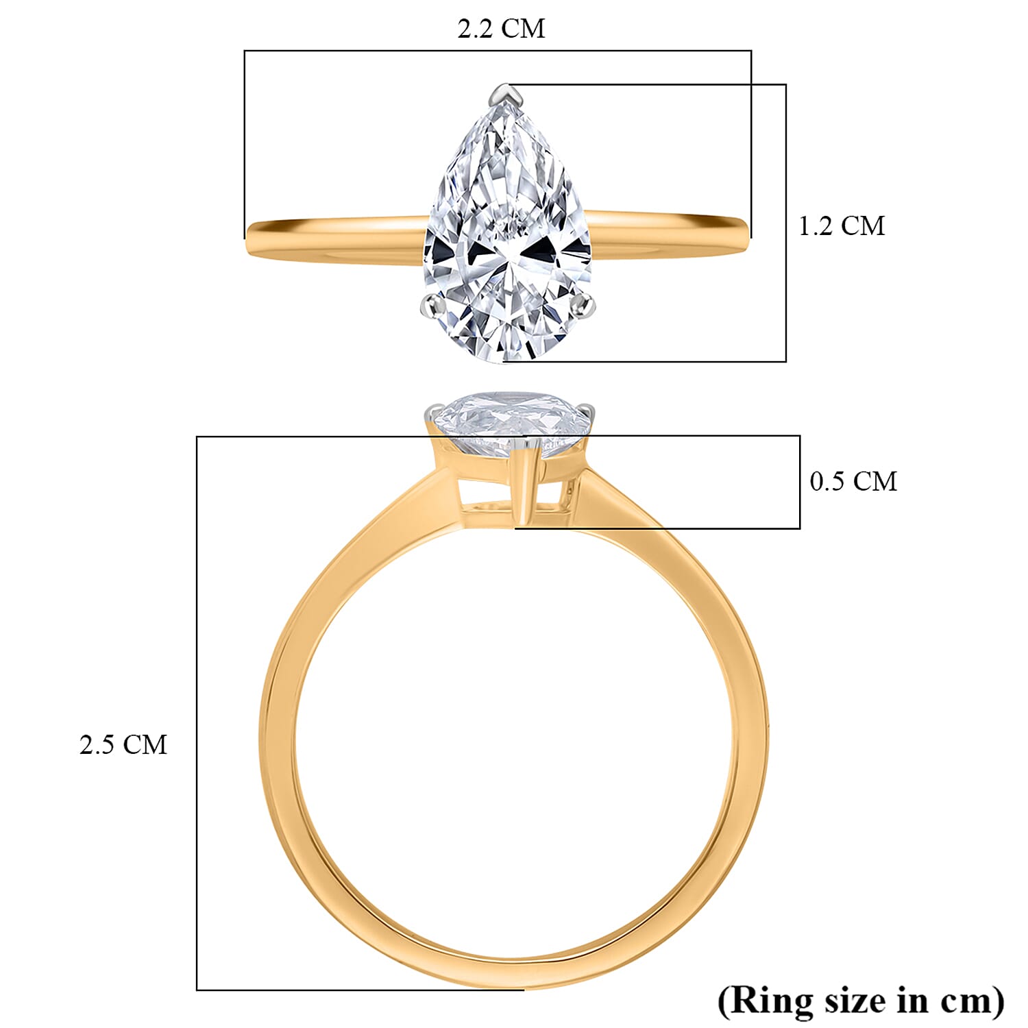 Luxuriant 14K Yellow Gold SGL Certified Lab Grown Diamond (VS-EF) Pear Shape Solitaire Ring 2.04 Ct.