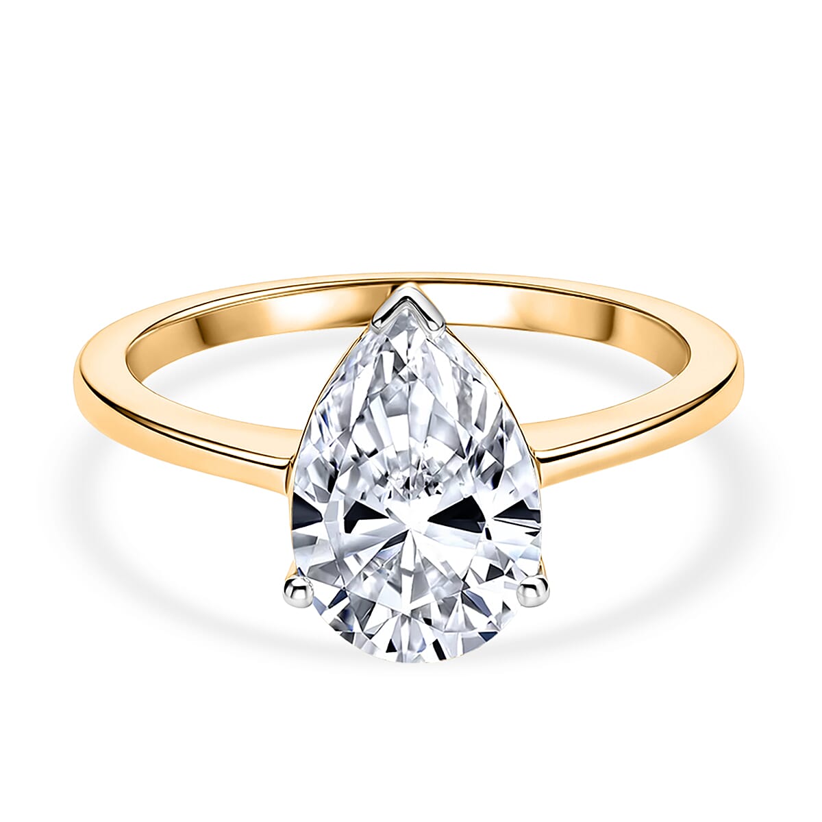 Luxuriant 14K Yellow Gold SGL Certified Lab Grown Diamond (VS-EF) Pear Cut Solitaire Ring