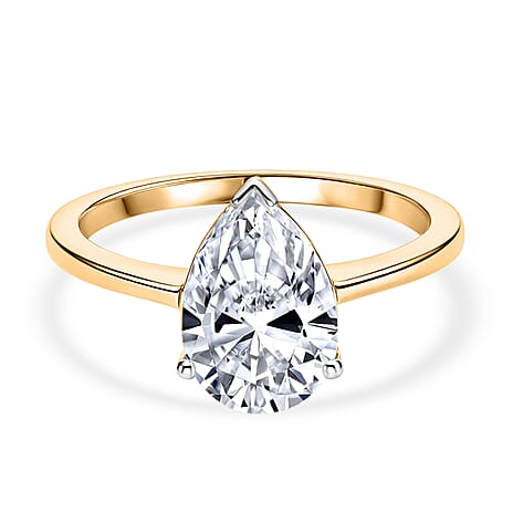 Luxuriant 14K Yellow Gold SGL Certified Lab Grown Diamond (VS-EF) Pear Cut Solitaire Ring 2.00 Ct.