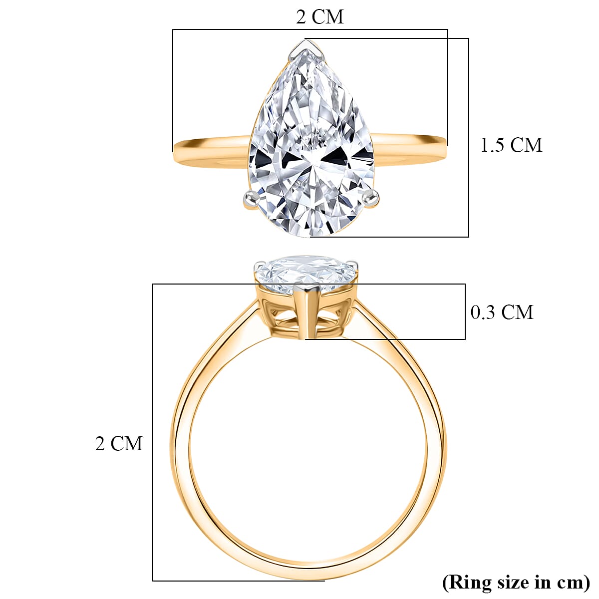 Luxuriant 14K Yellow Gold SGL Certified Lab Grown Diamond (VS-EF) Pear Cut Solitaire Ring
