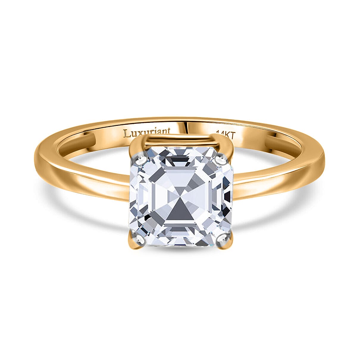 Luxuriant 14K Yellow Gold SGL Certified Lab Grown Diamond (VS-EF) Asscher Cut Ring 2.00 Ct.