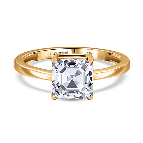 Luxuriant 14K Yellow Gold SGL Certified Lab Grown Diamond (VS-EF) Asscher Cut Ring 2.00 Ct.