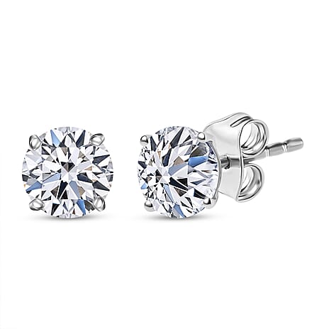 Luxuriant - 10K White Gold SGL Certified Lab Grown Diamond (SI-GH) Solitaire Stud Earring with Push Back 3.05 Ct.
