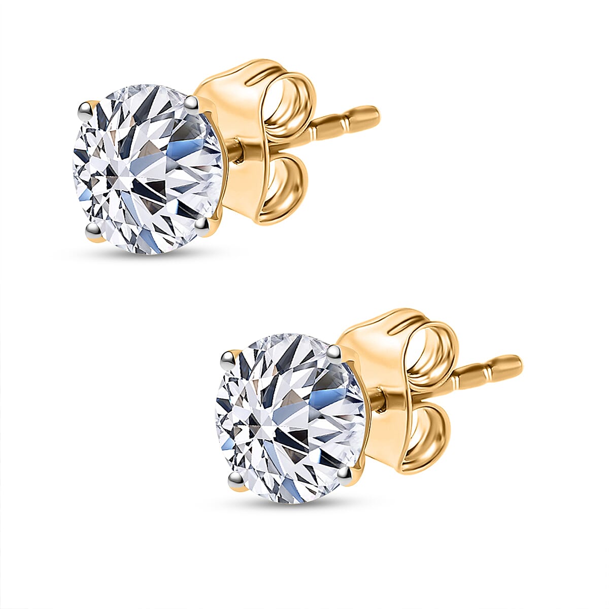 Luxuriant - 10K Yellow Gold SGL Certified Lab Grown Diamond (SI-GH) Solitaire Stud Earring with Push Back 3.00 Ct.