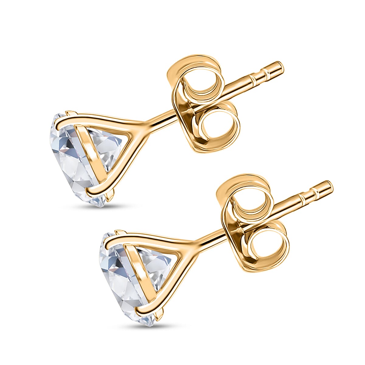 Luxuriant - 10K Yellow Gold SGL Certified Lab Grown Diamond (SI-GH) Solitaire Stud Earring with Push Back 3.00 Ct.
