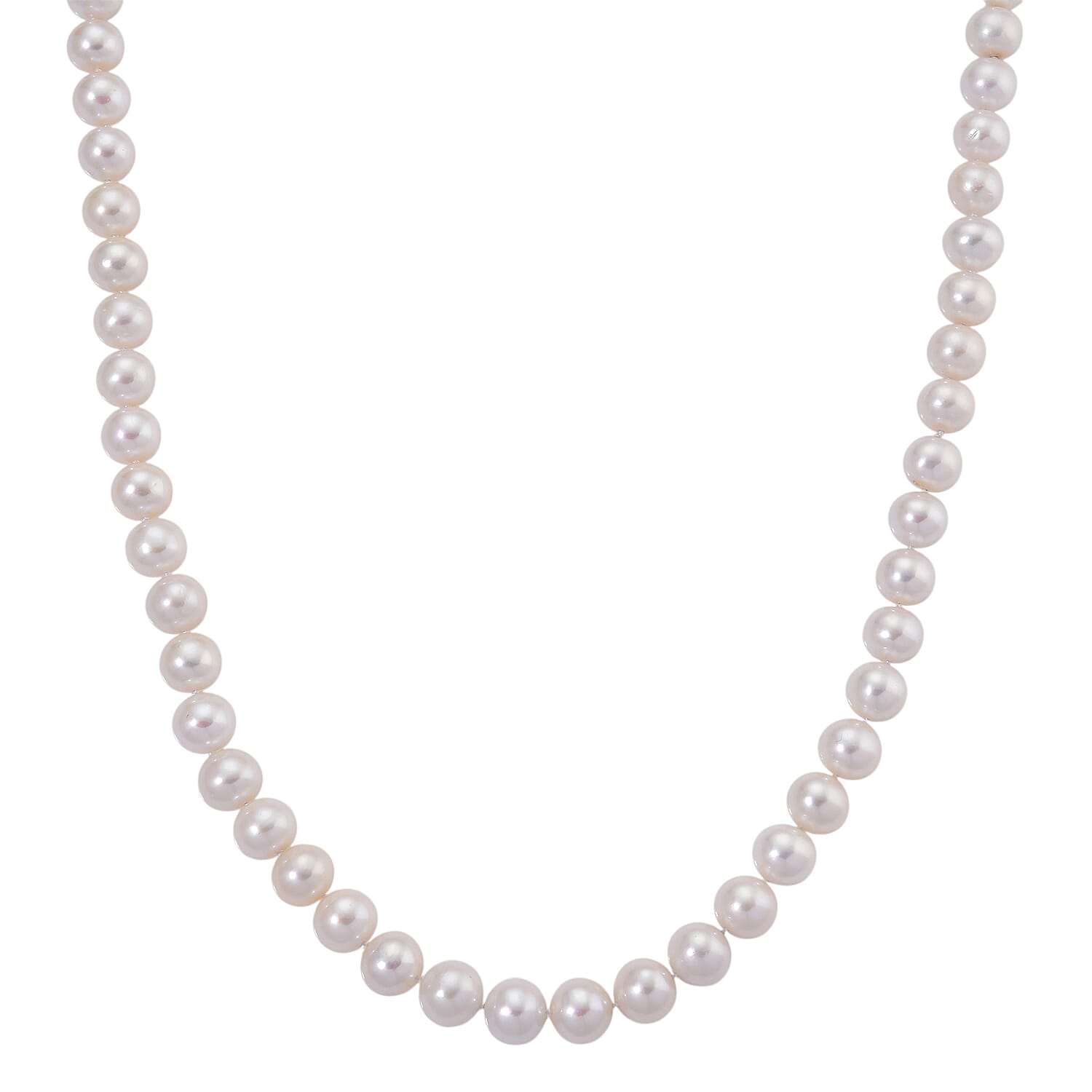 Rhapsody 950 Platinum AAAA White Edison Pearl Necklace (Size 20) with Lobster Clasp