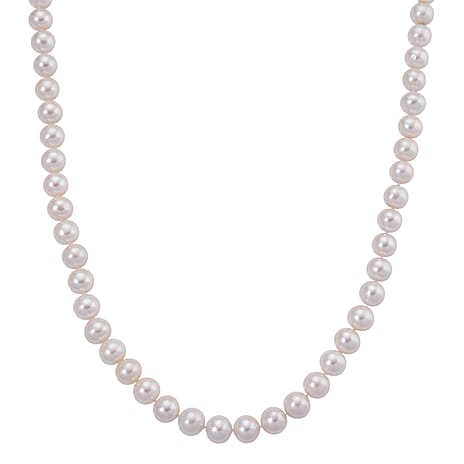 Rhapsody 950 Platinum AAAA White Edison Pearl Necklace (Size 20) with Lobster Clasp