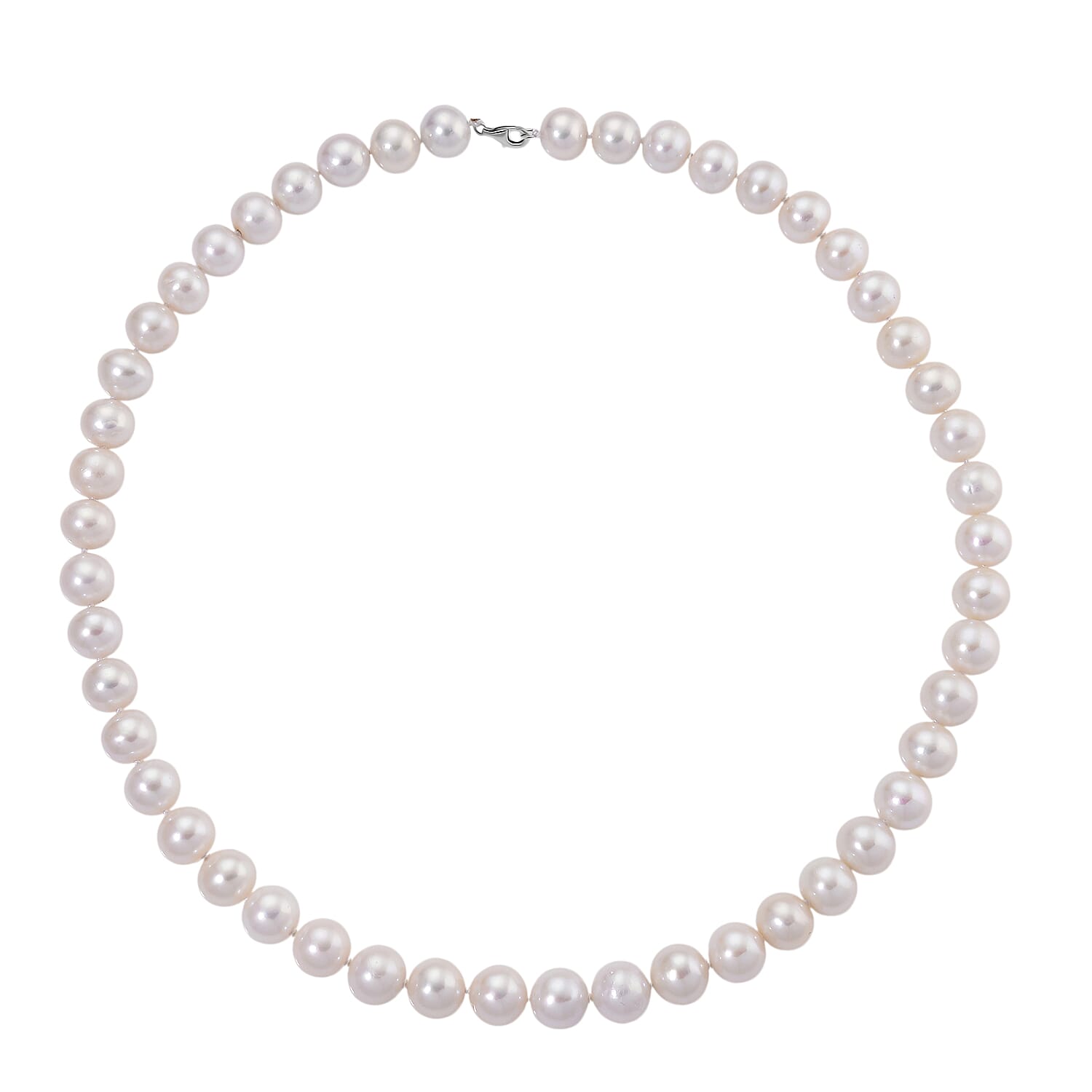 Rhapsody 950 Platinum AAAA White Edison Pearl Necklace (Size 20) with Lobster Clasp