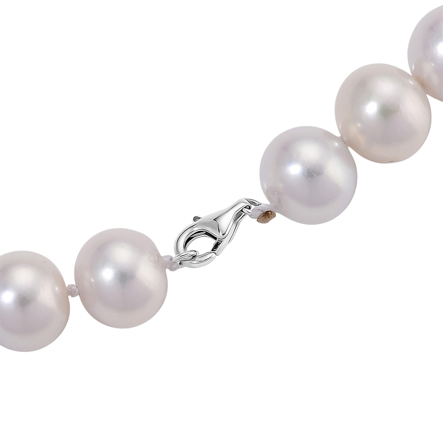 Rhapsody 950 Platinum AAAA White Edison Pearl Necklace (Size 20) with Lobster Clasp