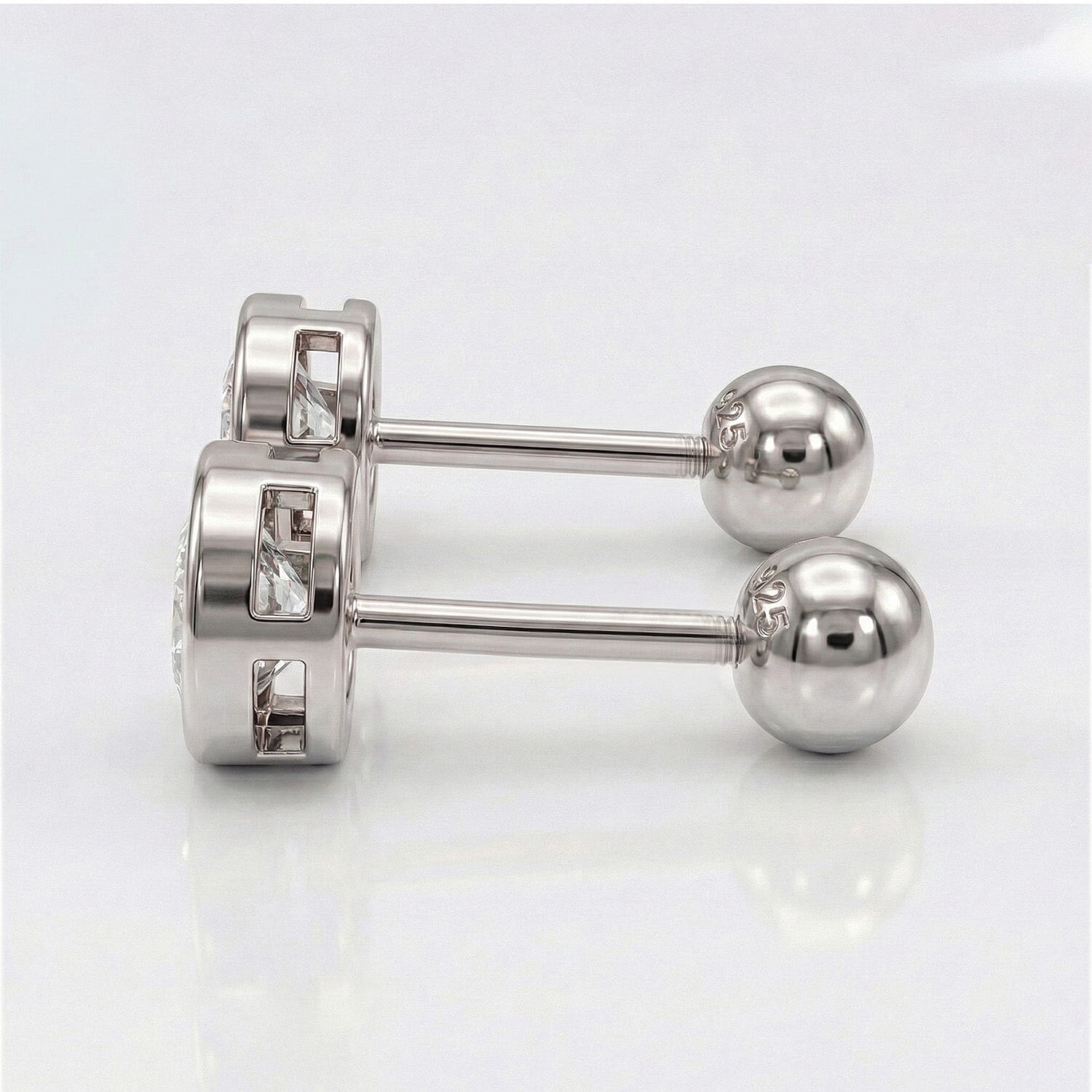 Luxuriant Lab Grown Diamond (SI-GH) Earring with Screw Back in Rhodium Overlay Sterling Silver 0.20 Ct.