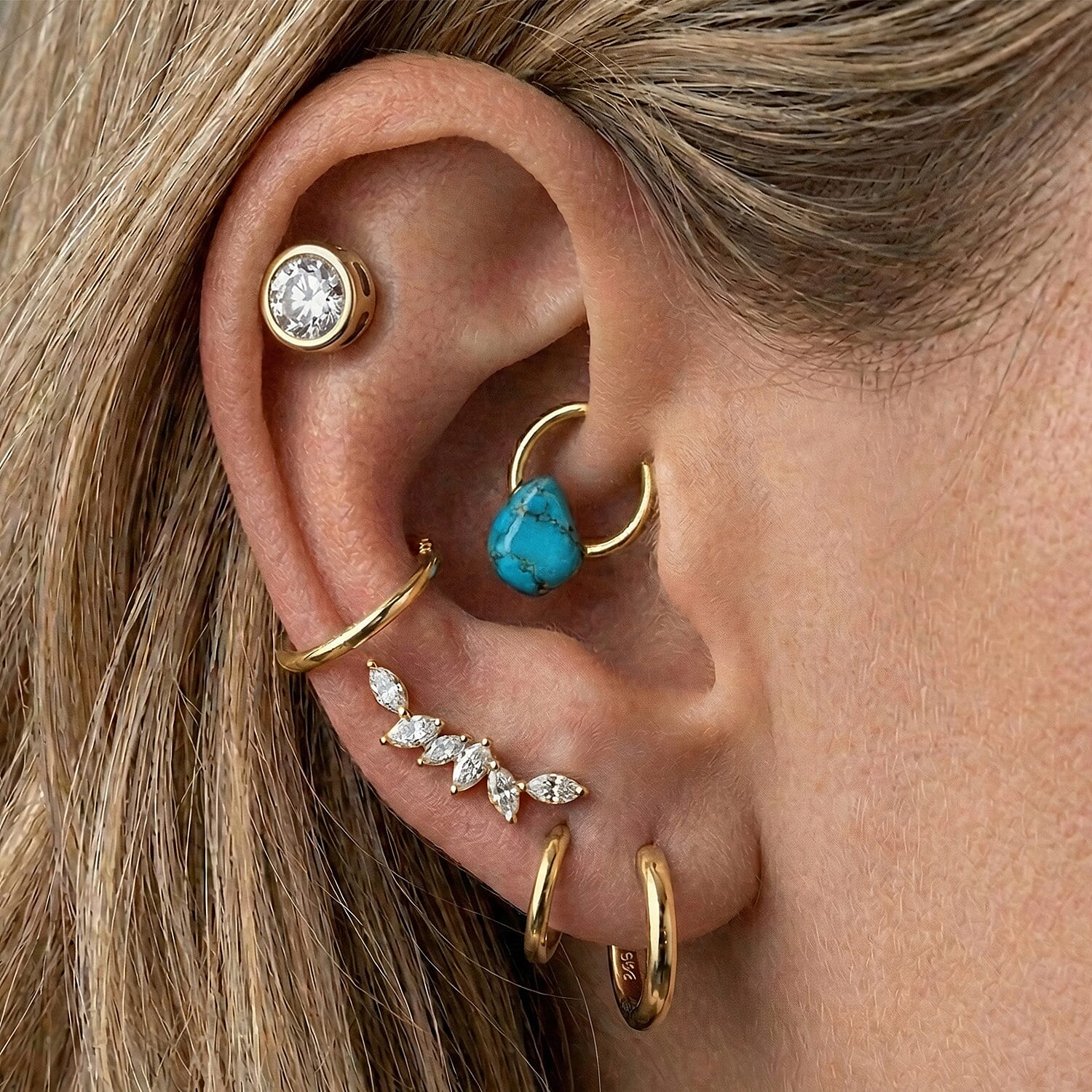 Luxuriant Lab Grown Diamond Earring with Ball Screw Push Back in 18K Vermeil Yellow Gold Plated Sterling Silver