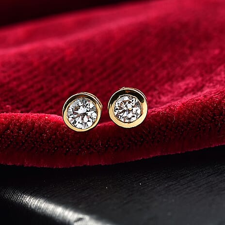 Luxuriant Lab Grown Diamond Earring with Ball Screw Push Back in 18K Vermeil Yellow Gold Plated Sterling Silver