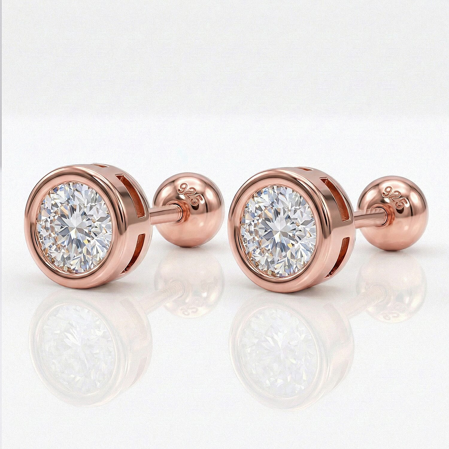 Luxuriant Lab Grown Diamond (SI-GH) Earring with Screw Back in 18K Vermeil Rose Gold Plated Sterling Silver 0.20 Ct.