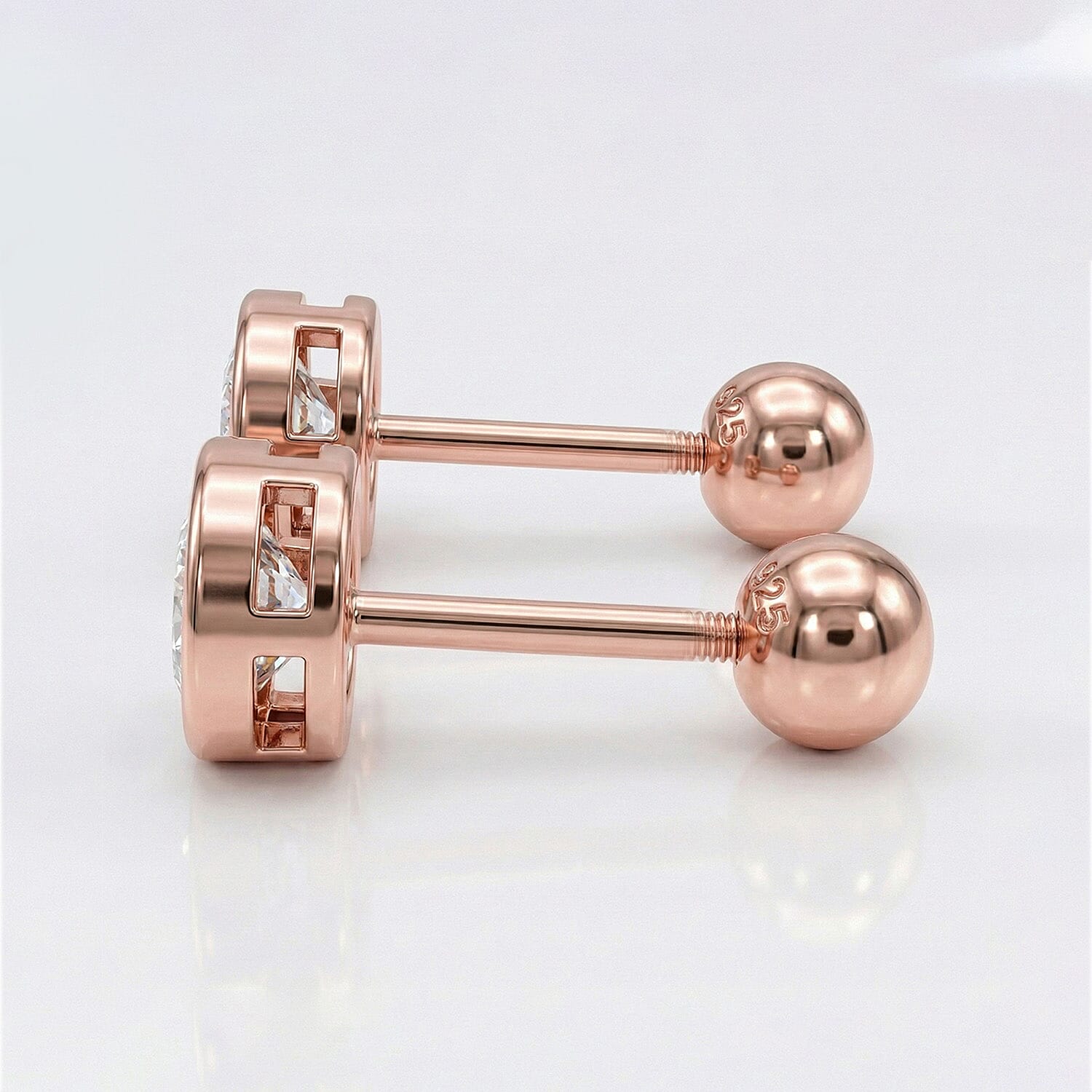Luxuriant Lab Grown Diamond (SI-GH) Earring with Screw Back in 18K Vermeil Rose Gold Plated Sterling Silver 0.20 Ct.