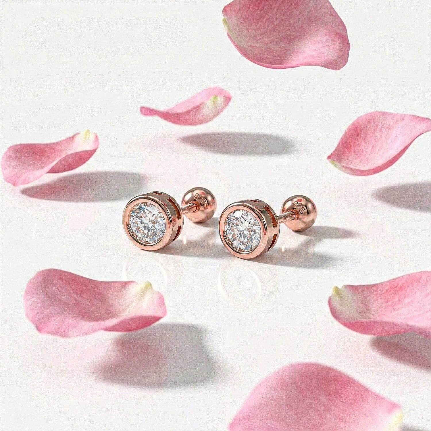 Luxuriant Lab Grown Diamond (SI-GH) Earring with Screw Back in 18K Vermeil Rose Gold Plated Sterling Silver 0.20 Ct.