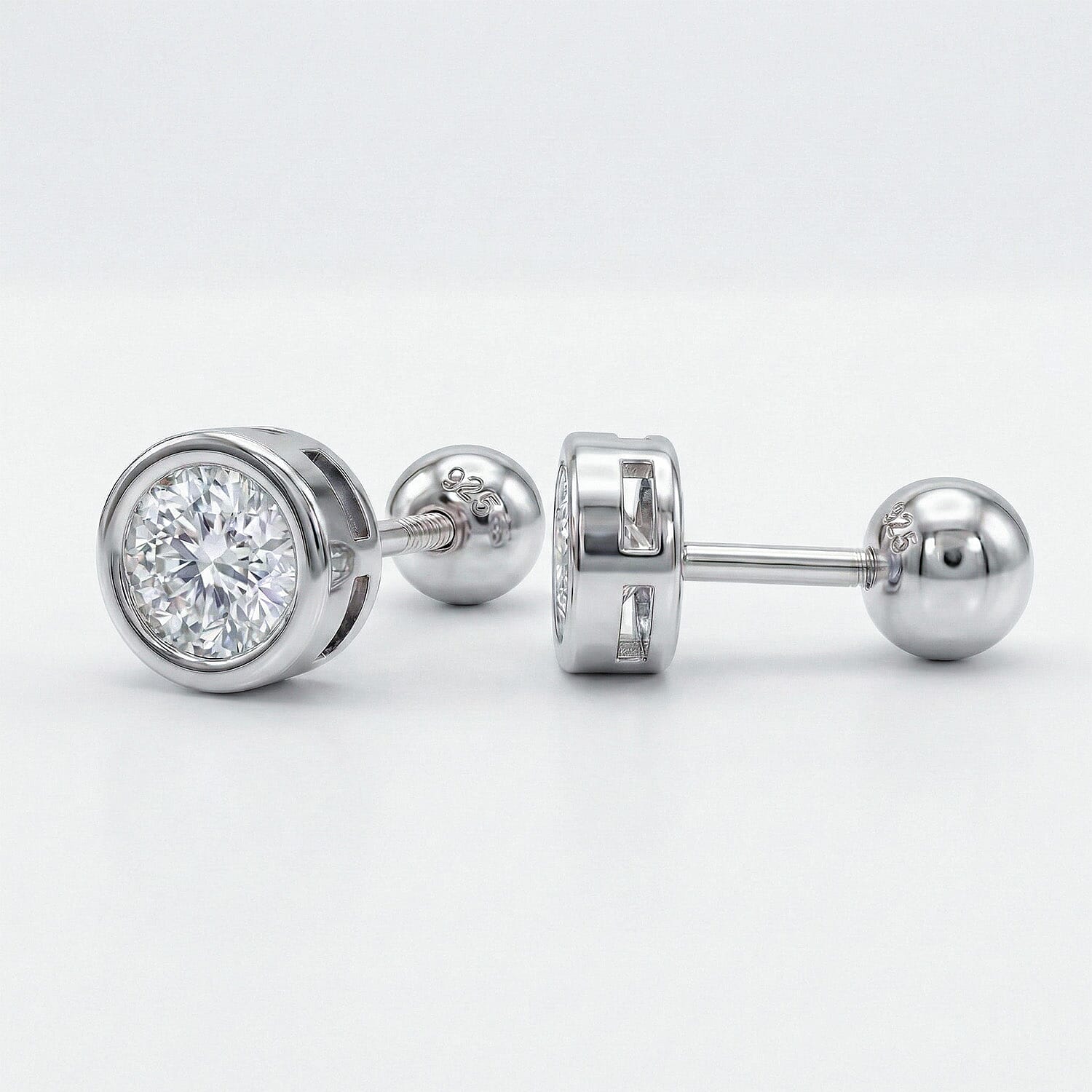 Luxuriant Lab Grown Diamond (SI-GH) Earring with Screw Back in Rhodium Overlay Sterling Silver 0.50 Ct.