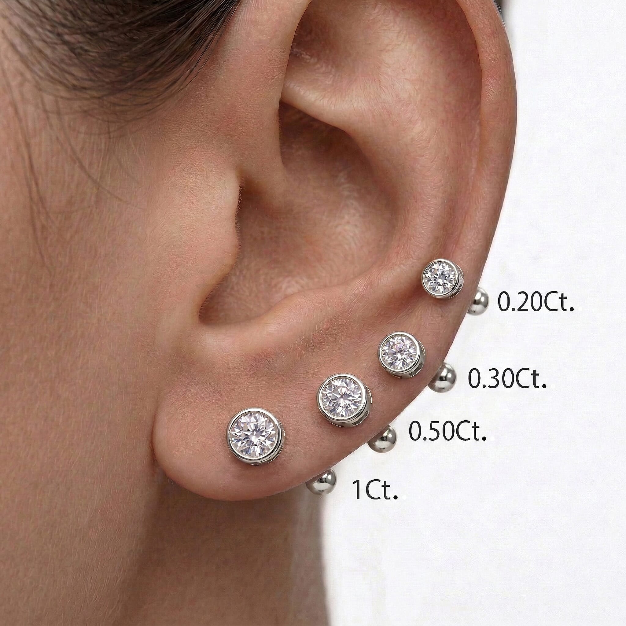 Luxuriant Lab Grown Diamond (SI-GH) Earring with Screw Back in Rhodium Overlay Sterling Silver 0.50 Ct.