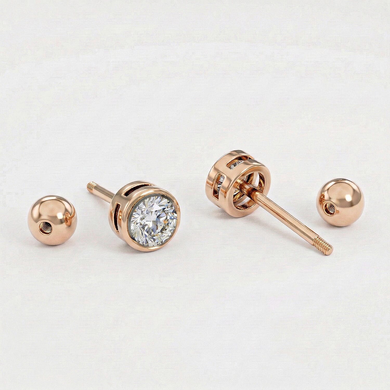 Luxuriant Lab Grown Diamond (SI-GH) Earring with Screw Back in 18K Vermeil Rose Gold Plated Sterling Silver 0.50 Ct.