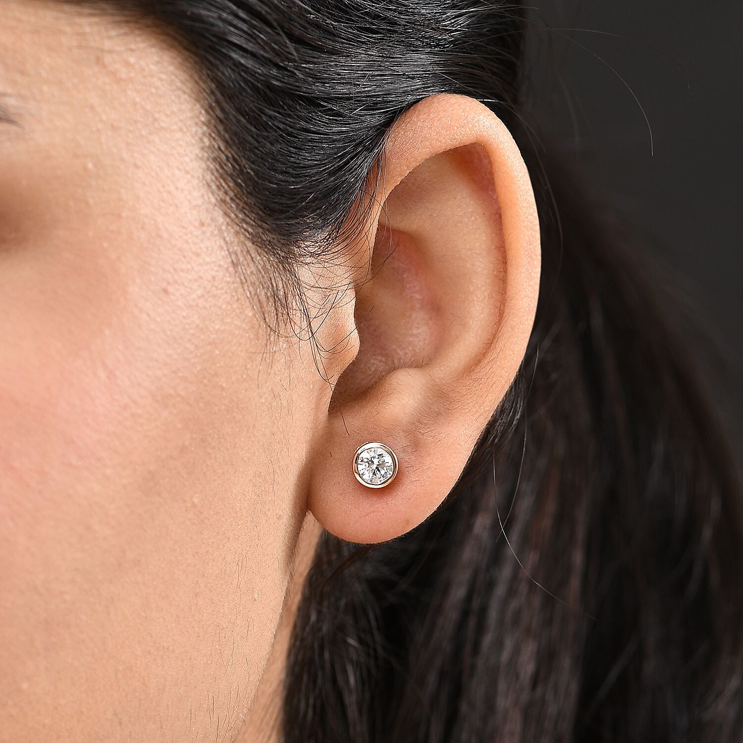 Luxuriant Lab Grown Diamond (SI-GH) Earring with Screw Back in 18K Vermeil Rose Gold Plated Sterling Silver 0.50 Ct.