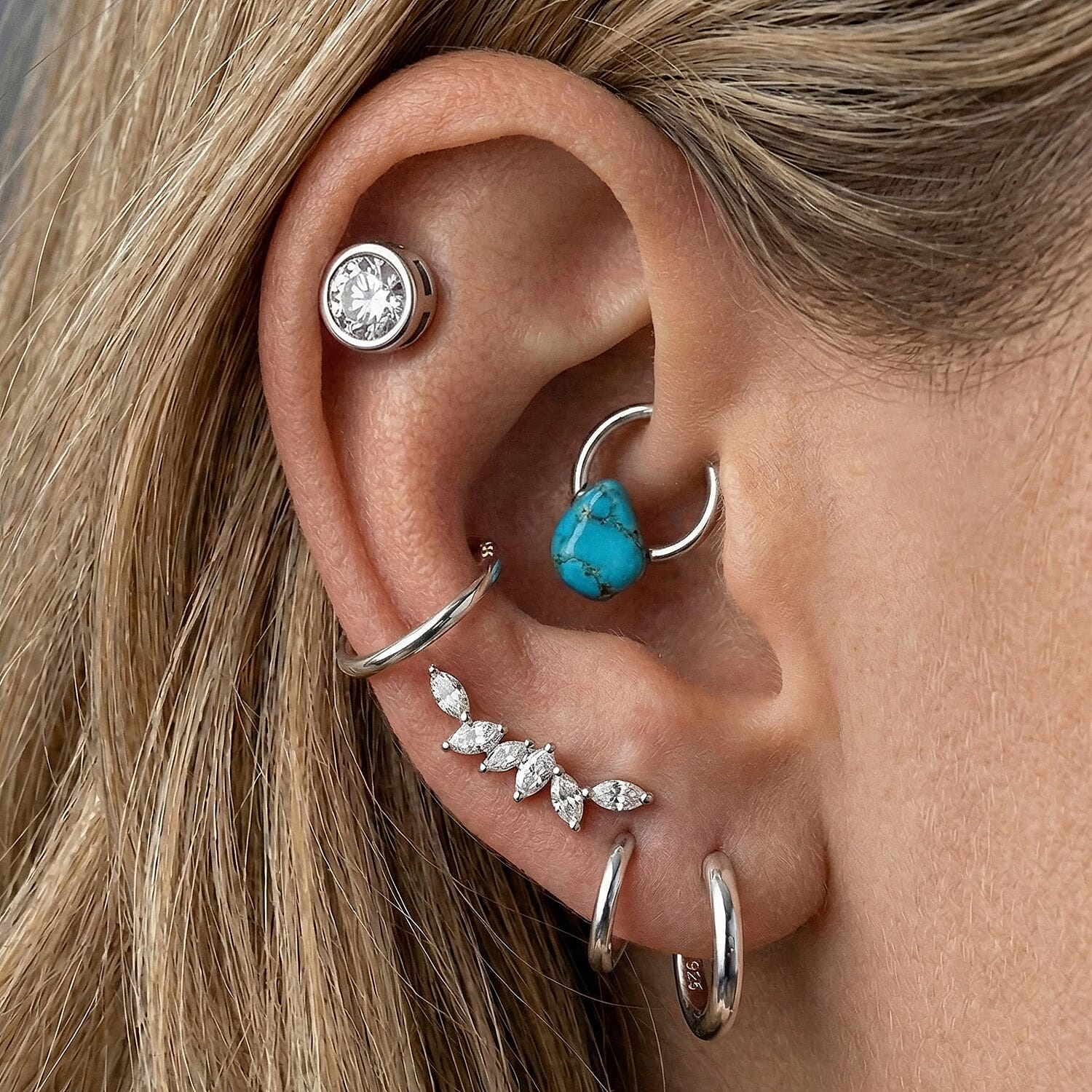 Luxuriant Lab Grown Diamond Earring with Ball Screw Push Back in Rhodium Overlay Sterling Silver 1.00 Ct.