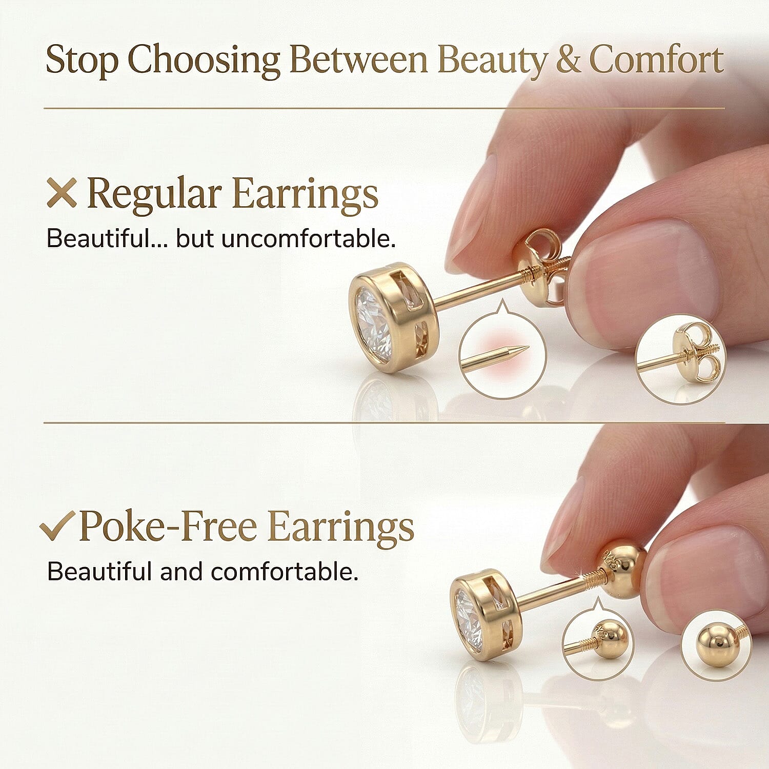 Luxuriant Lab Grown Diamond (SI-GH) Earring with Screw Back in 18K Vermeil Yellow Gold Plated Sterling Silver 1.00 Ct.