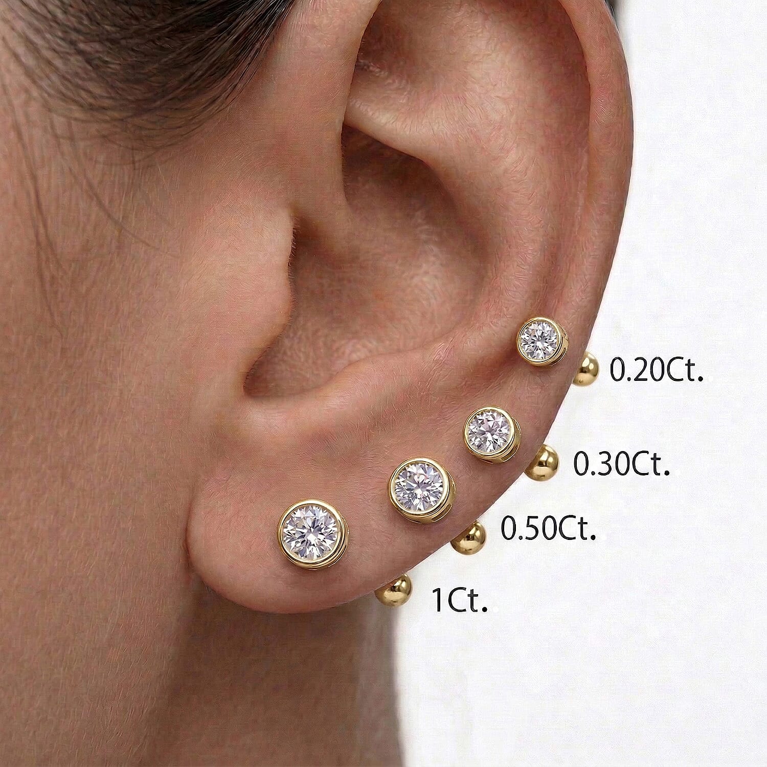 Luxuriant Lab Grown Diamond (SI-GH) Earring with Screw Back in 18K Vermeil Yellow Gold Plated Sterling Silver 1.00 Ct.