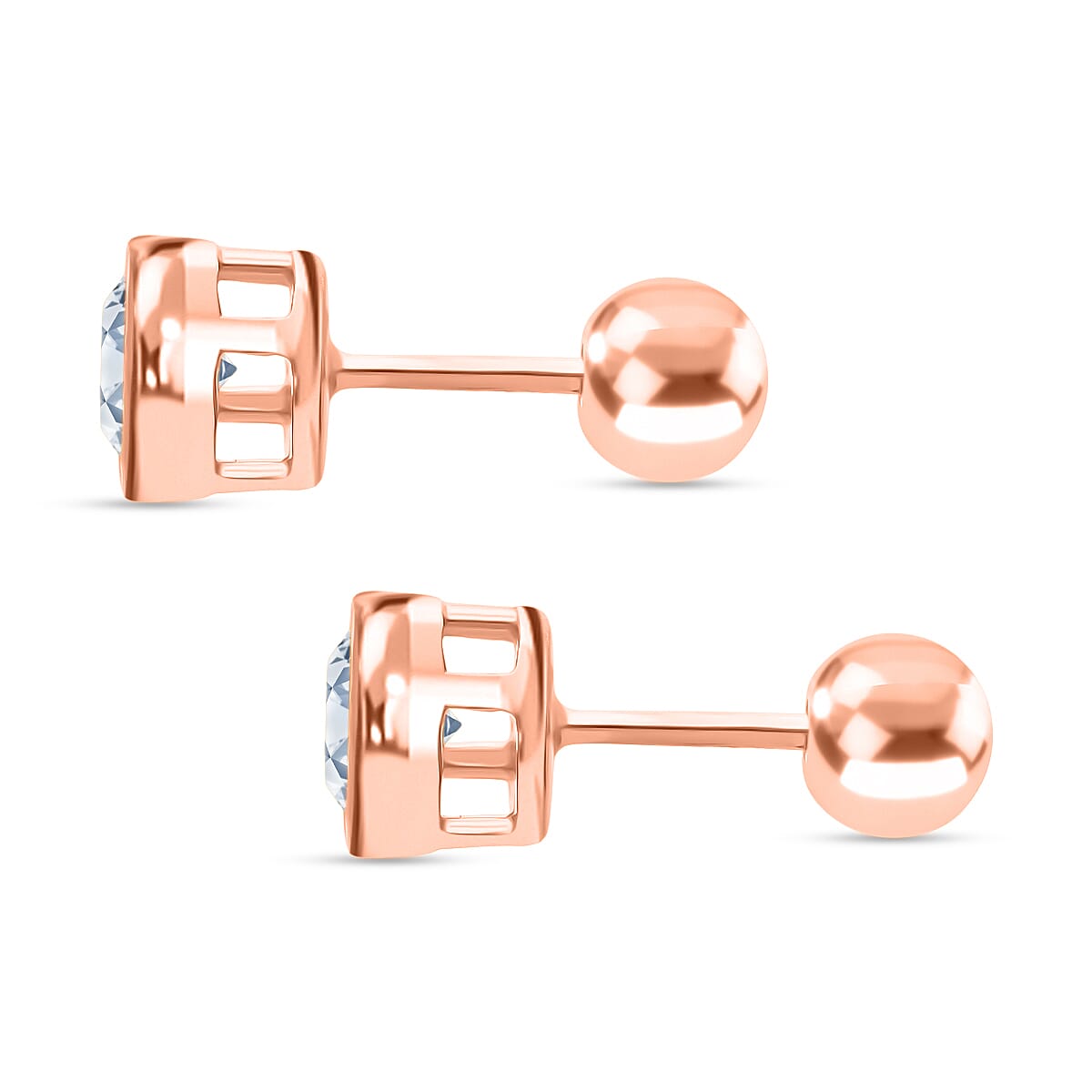 Luxuriant Lab Grown Diamond (SI-GH) Earring with Screw Back in 18K Vermeil Rose Gold Plated Sterling Silver 1.00 Ct.