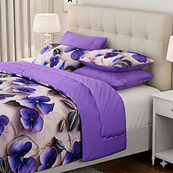LIVMORE 3-Piece Digital Floral Print Winter Comforter Set
