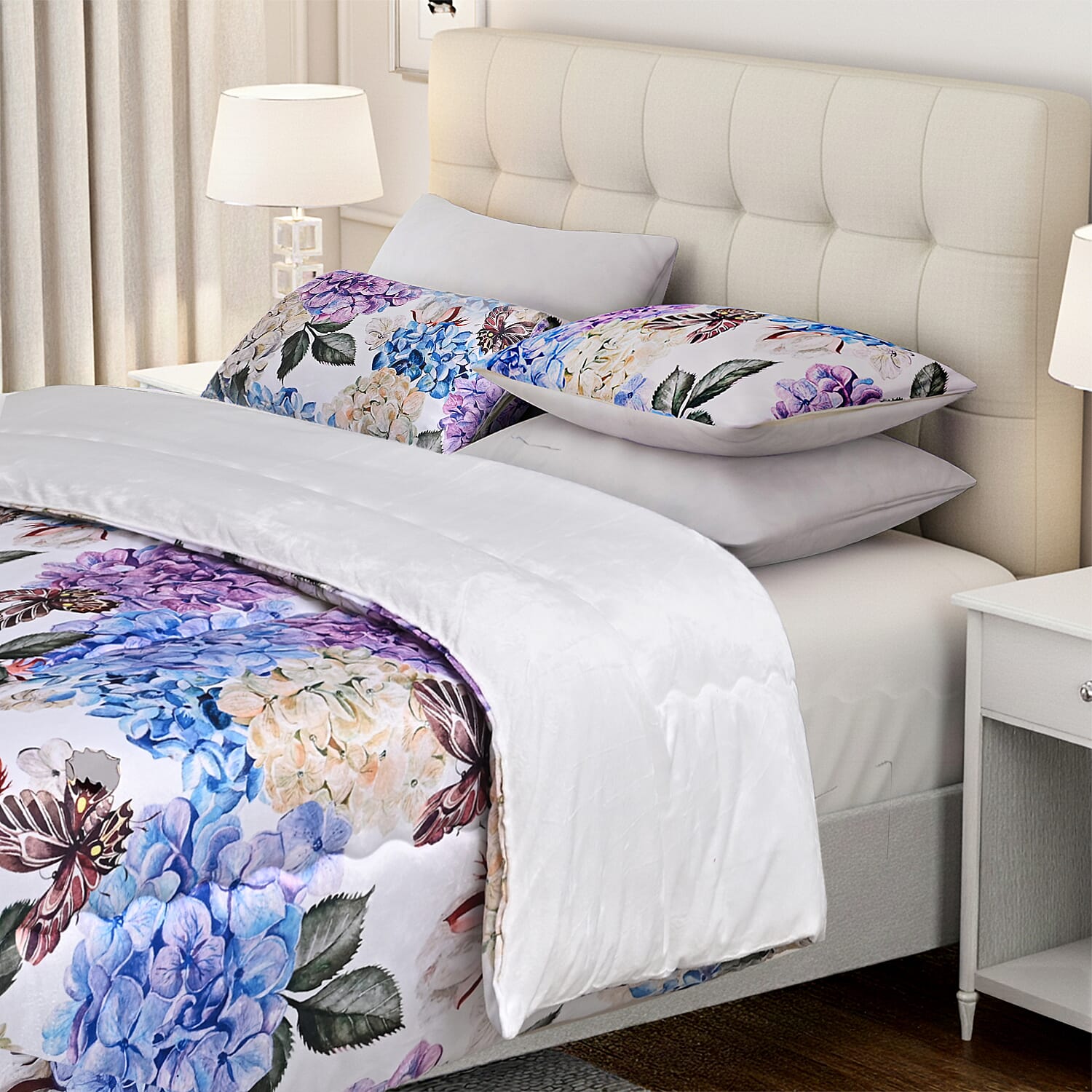 LIVMORE 3-Piece Digital Floral Print Winter Comforter Set