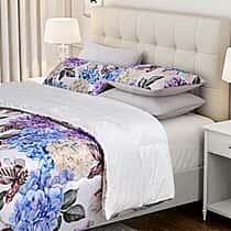 LIVMORE 3-Piece Digital Floral Print Winter Comforter Set (Double, 200 x 200 cm) - White & Multicolour