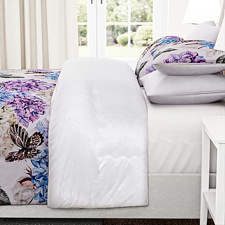 LIVMORE 3-Piece Digital Floral Print Winter Duvet Set (Double, 200 x 200 cm) - White & Multicolour