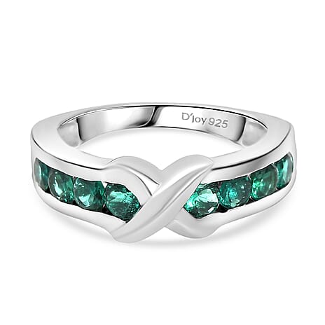 Lab Grown Emerald Ring in Rhodium Overlay Sterling Silver