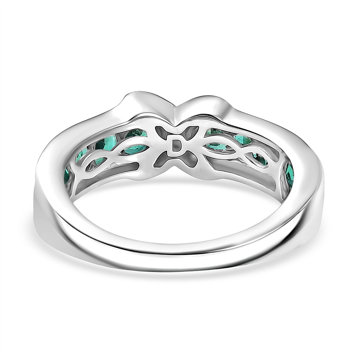 Lab Grown Emerald Ring in Rhodium Overlay Sterling Silver