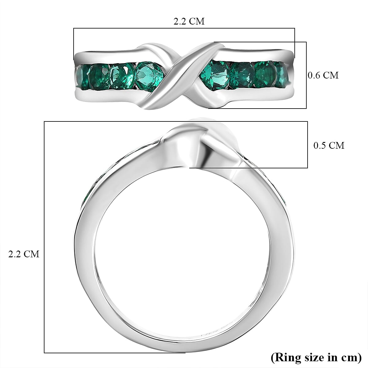 Lab Grown Emerald Ring in Rhodium Overlay Sterling Silver