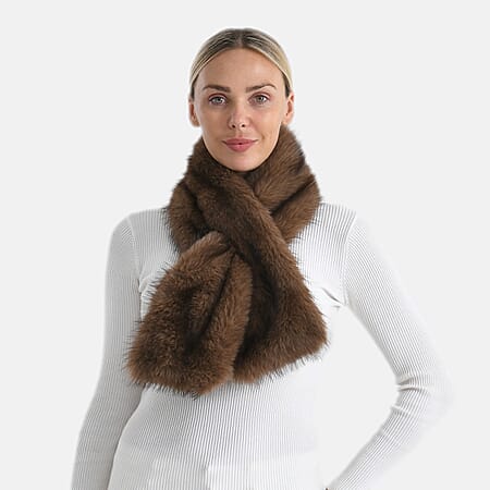 Styled By Faux fur Scarf (One Size)- Light Brown