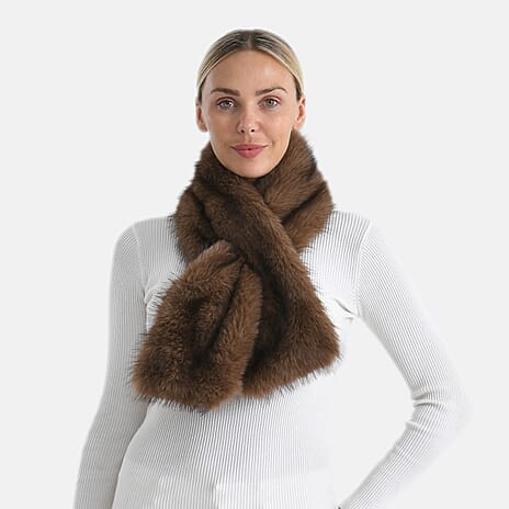 Styled By Faux fur Scarf (One Size)- Light Brown