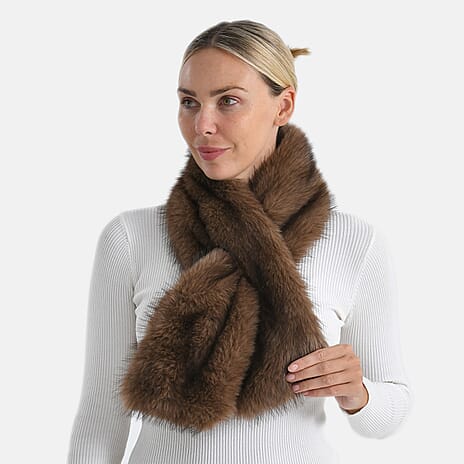 Styled By Faux fur Scarf (One Size)- Light Brown