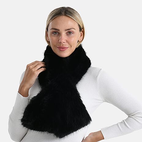 Styled By Faux fur Scarf (One Size) - Black