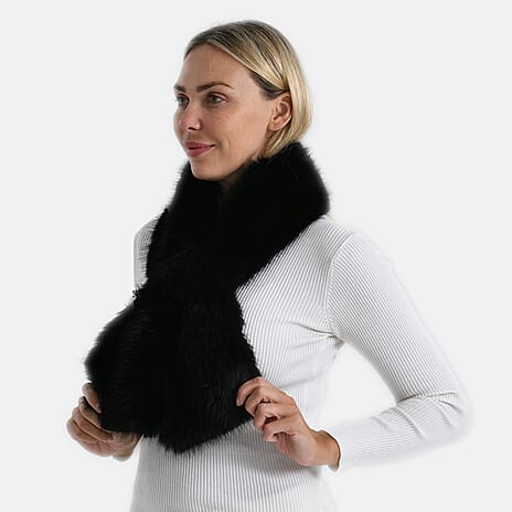 Styled By Faux fur Scarf (One Size) - Black