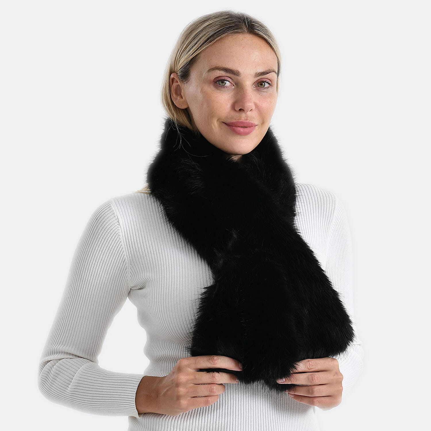 Styled By Faux fur Scarf (One Size) - Black