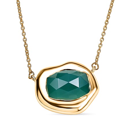 D'Joy Verde Onyx Necklace (Size - 20) in 18K Yellow Gold Plated Sterling Silver 8.53 Ct, Silver Wt. 6.94 Gms.