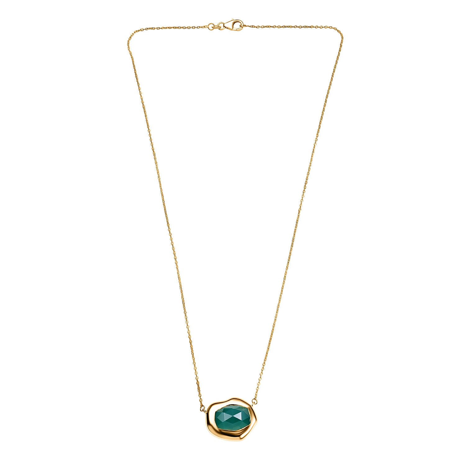 D'Joy Verde Onyx Necklace (Size - 20) in 18K Yellow Gold Plated Sterling Silver 8.53 Ct, Silver Wt. 6.94 Gms.