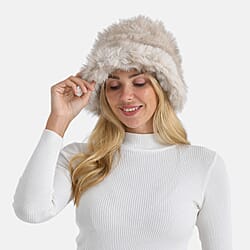 Styled By Faux Fur Bucket Hat (36x17 Cm) - Dark Brown