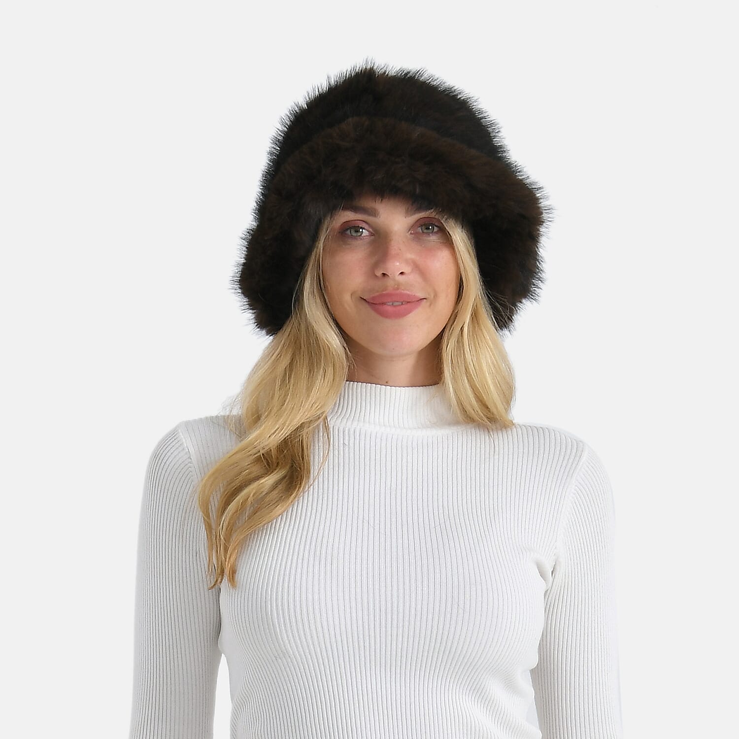 Styled By Faux Fur Bucket Hat (36x17 Cm) - Dark Brown